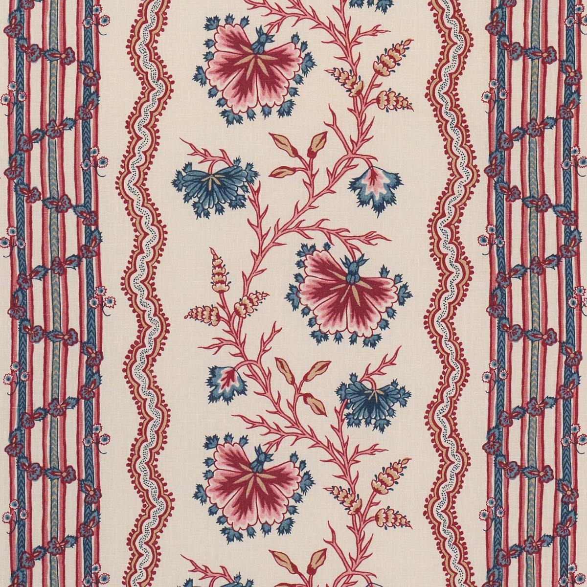 Schumacher Parvati Floral Stripe Fabric - Vermilion