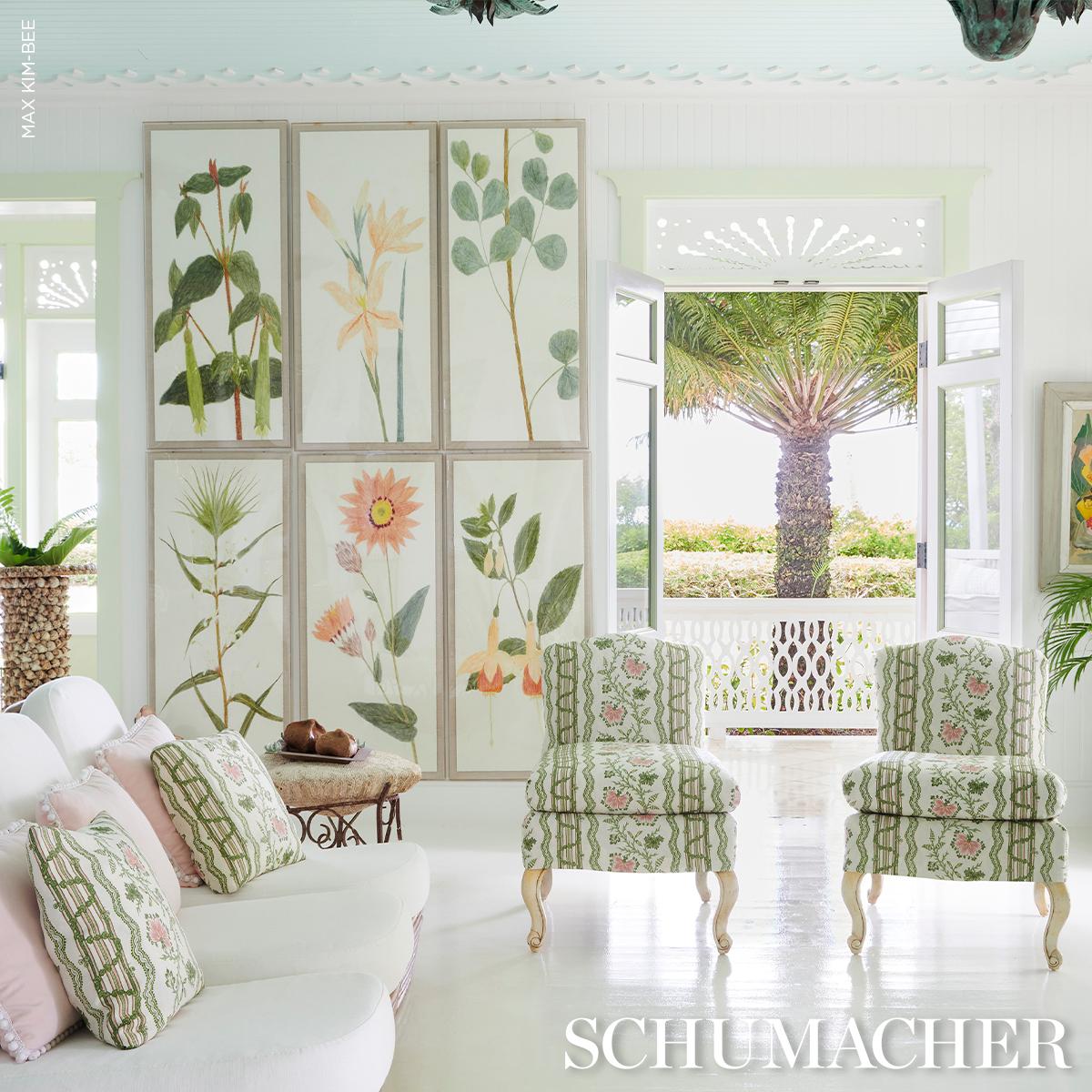 Schumacher Parvati Floral Stripe Fabric - Petal