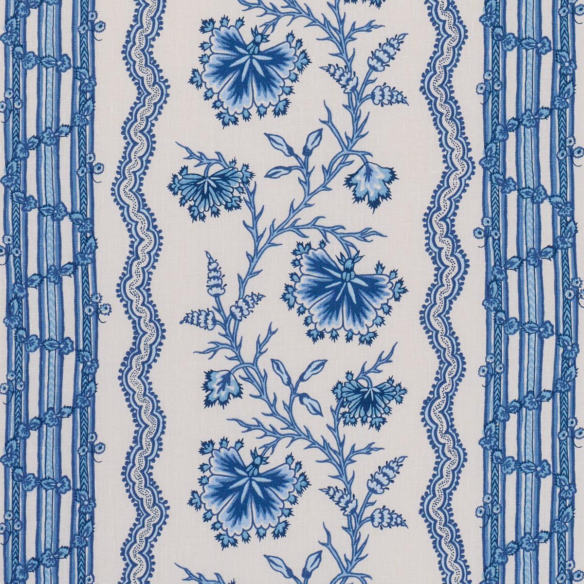 Schumacher Parvati Floral Stripe Fabric - Delft