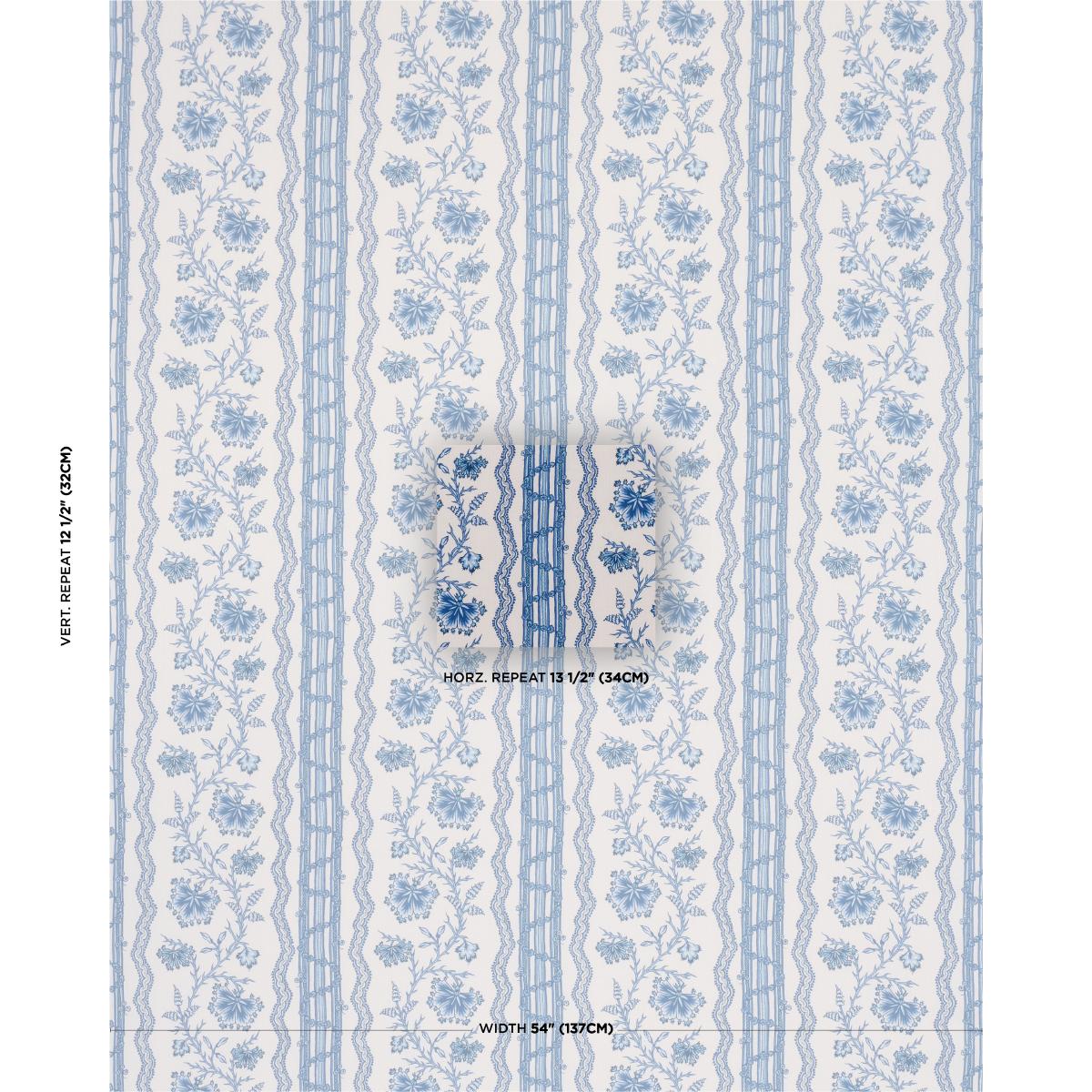 Schumacher Parvati Floral Stripe Fabric - Delft