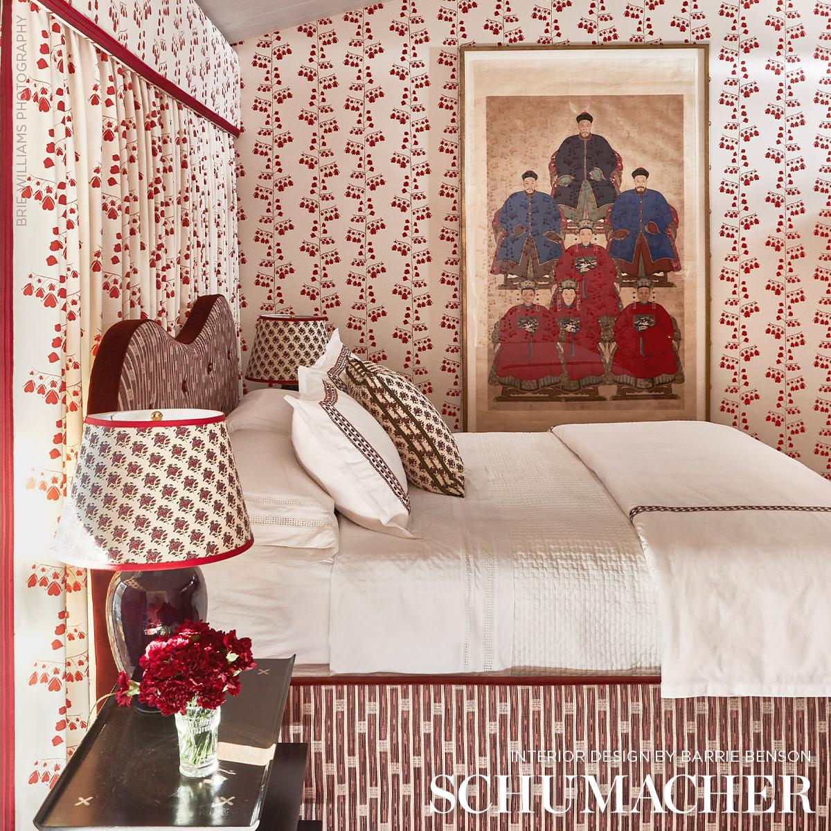Schumacher Bleeding Hearts Wallpaper - Red