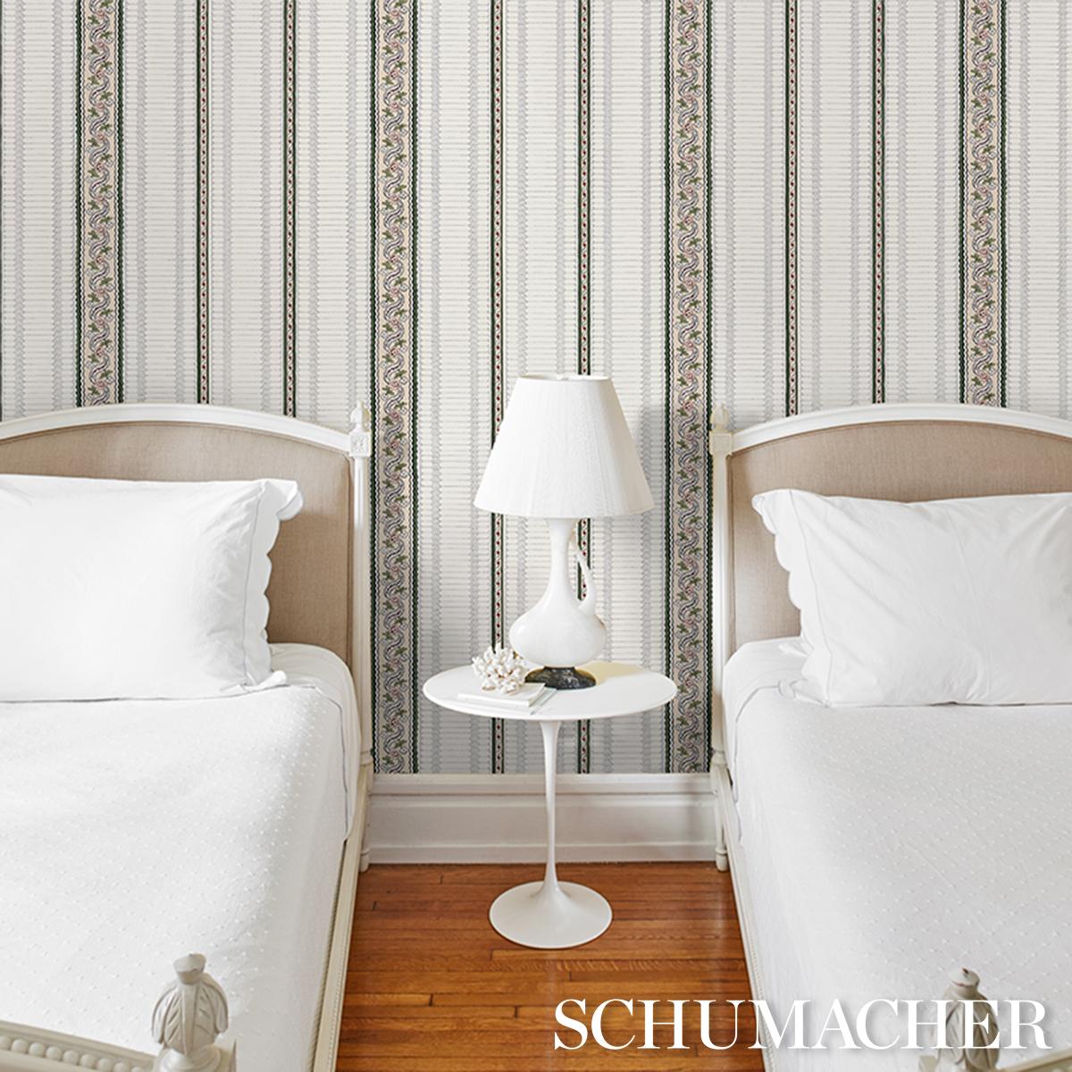 Schumacher Serena Stripe Wallpaper - Rose