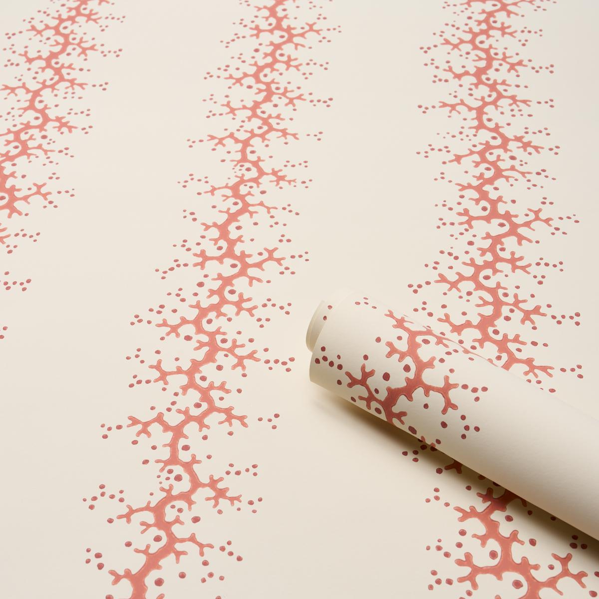 Schumacher Coral Stripe Wallpaper - Coral