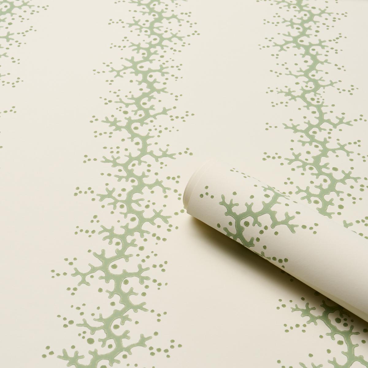 Schumacher Coral Stripe Wallpaper - Green