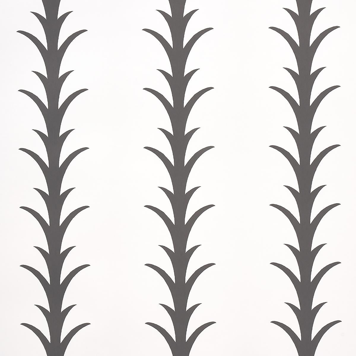 Schumacher Acanthus Stripe Wallpaper - Carbon on Ivory