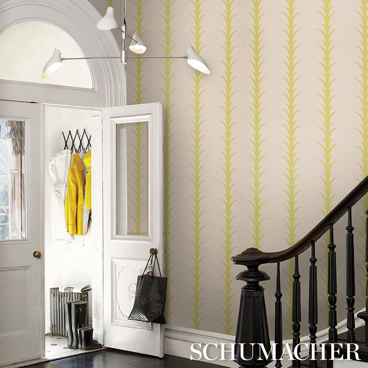 Schumacher Acanthus Stripe Wallpaper - Soleil on Sand
