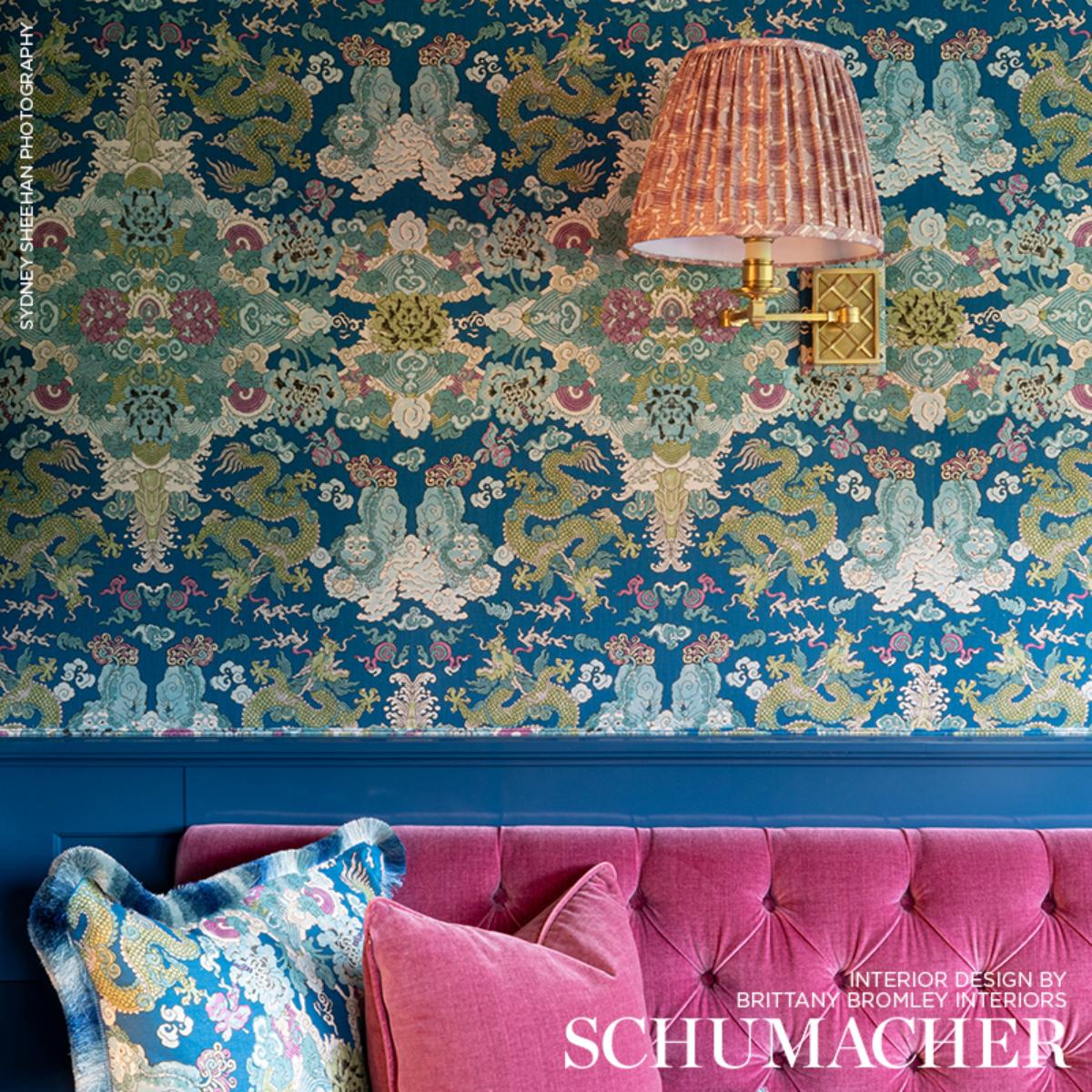 Schumacher Magic Mountain Dragon Fabric - Blue