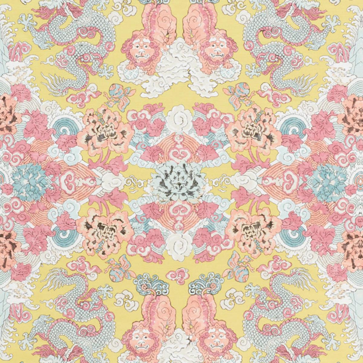 Schumacher Magic Mountain Dragon Fabric - Yellow