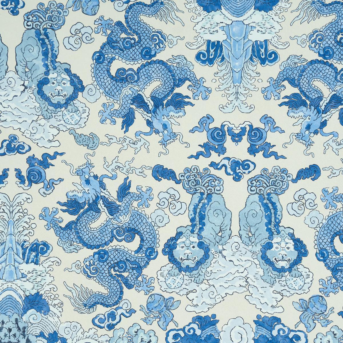 Schumacher Magic Mountain Dragon Wallpaper - Porcelain