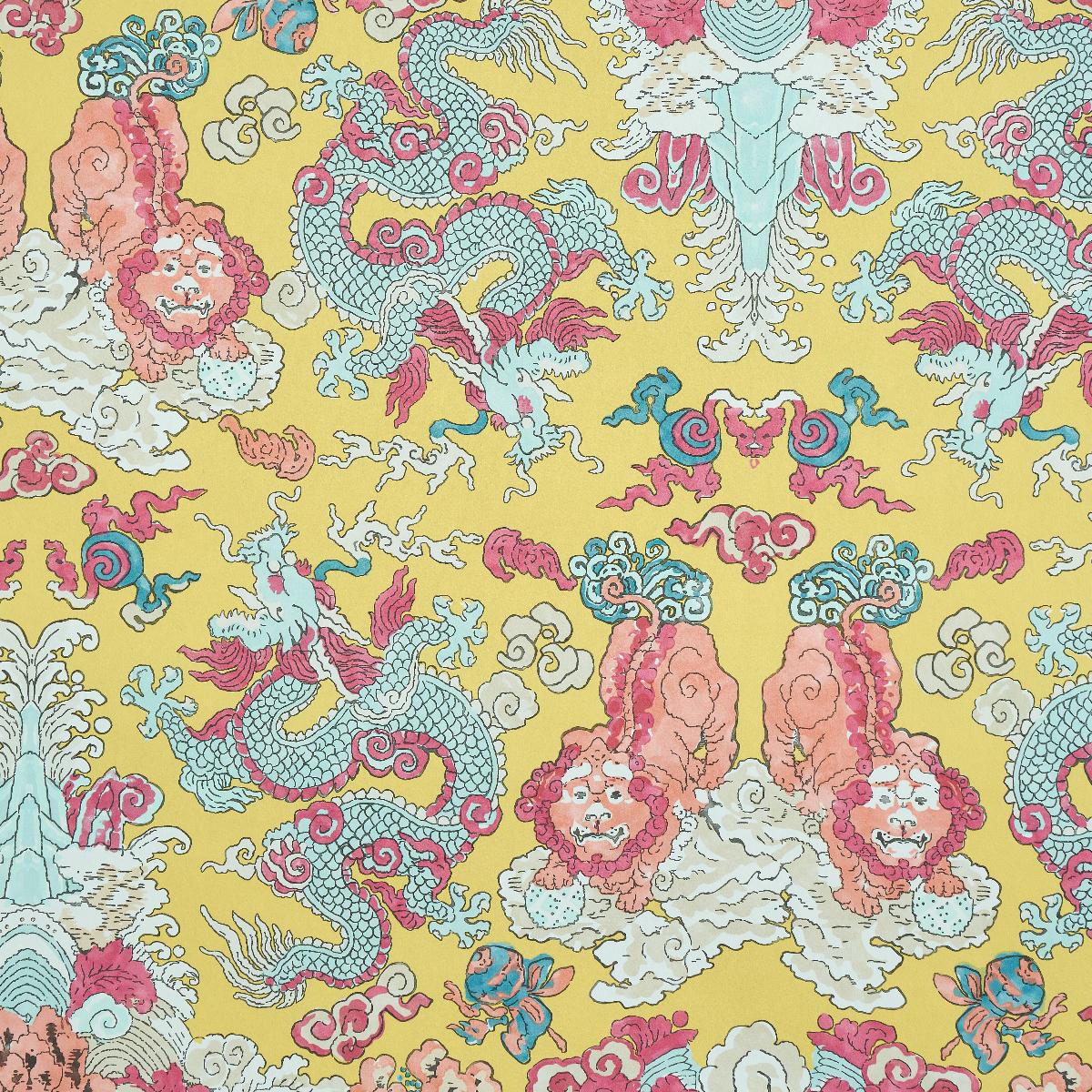 Schumacher Magic Mountain Dragon Wallpaper - Yellow