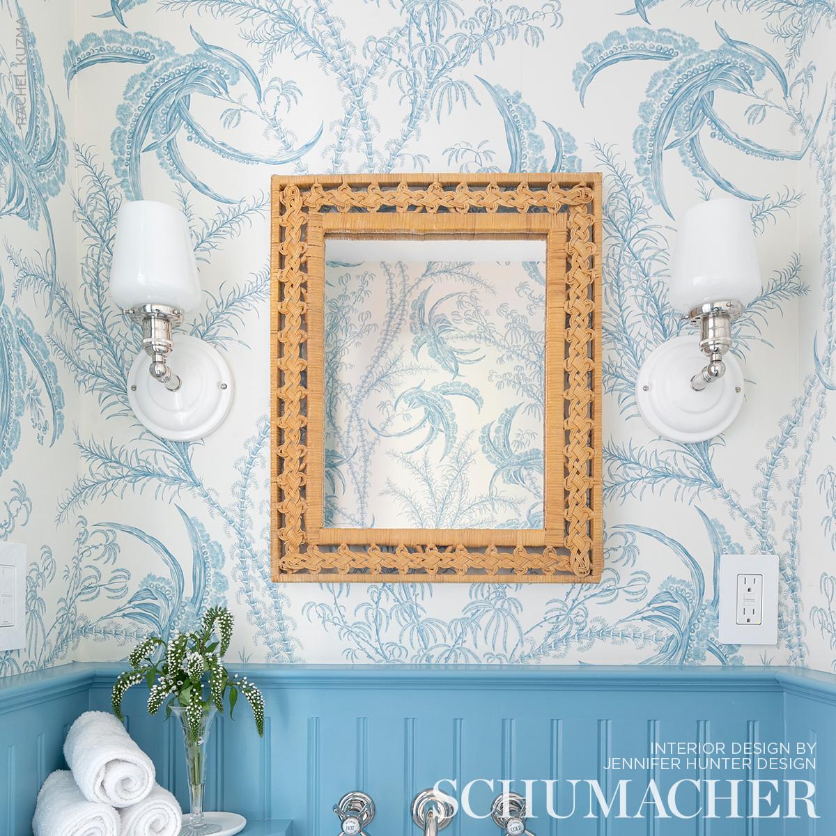 Schumacher Ocean Toile Wallpaper - Delft