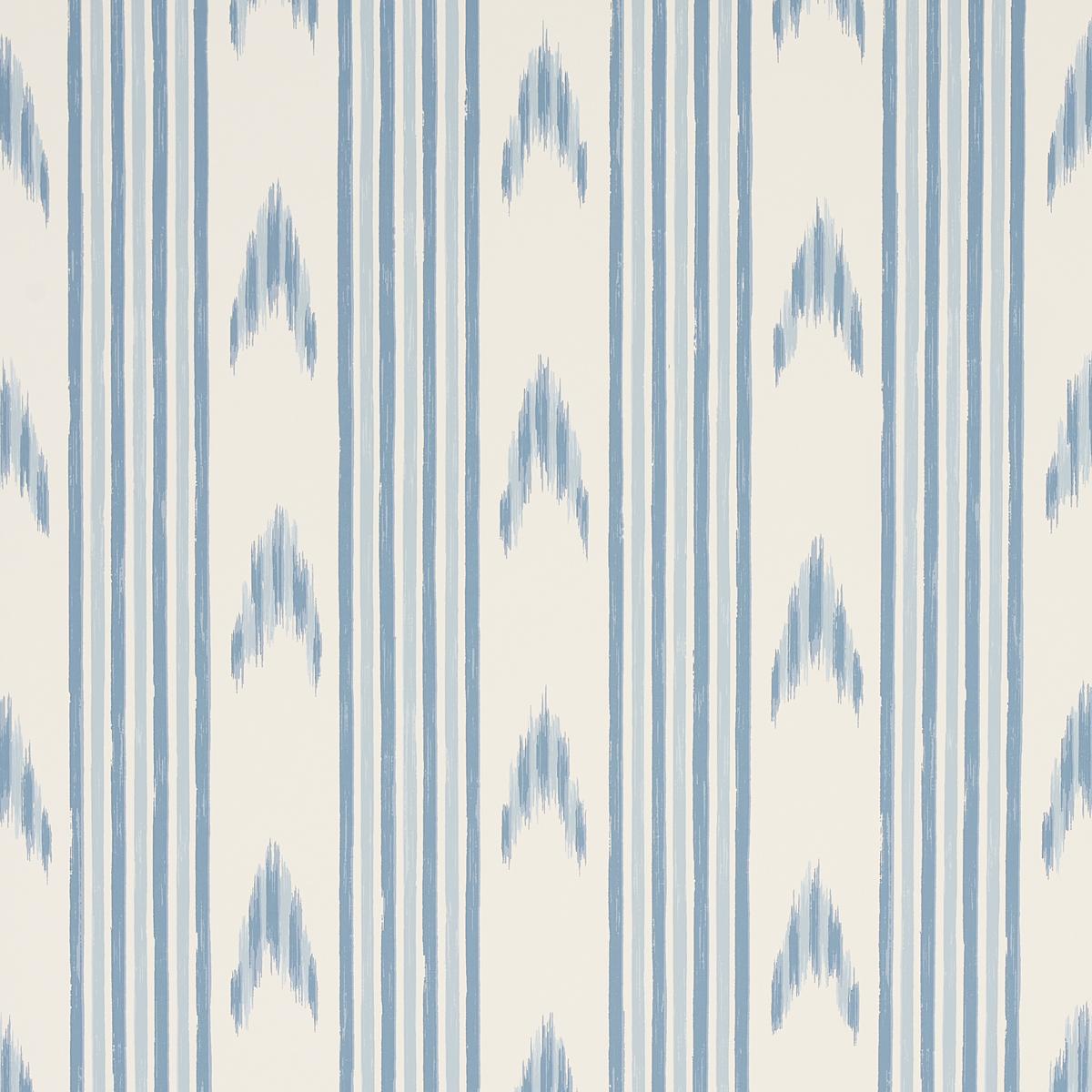 Schumacher Santa Barbara Ikat Wallpaper - China Blue