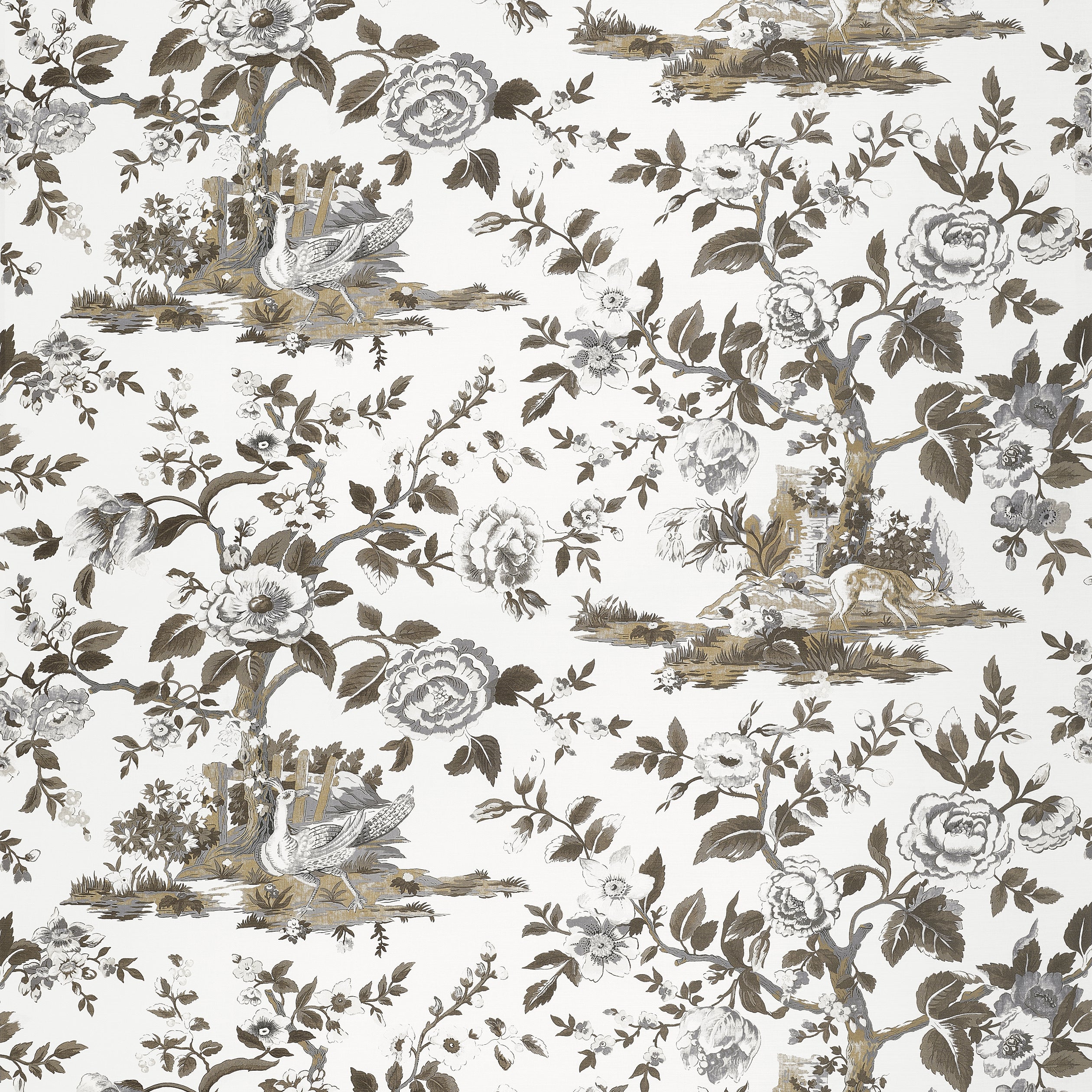 Thibaut Forest Lodge Fabric - Brown and White