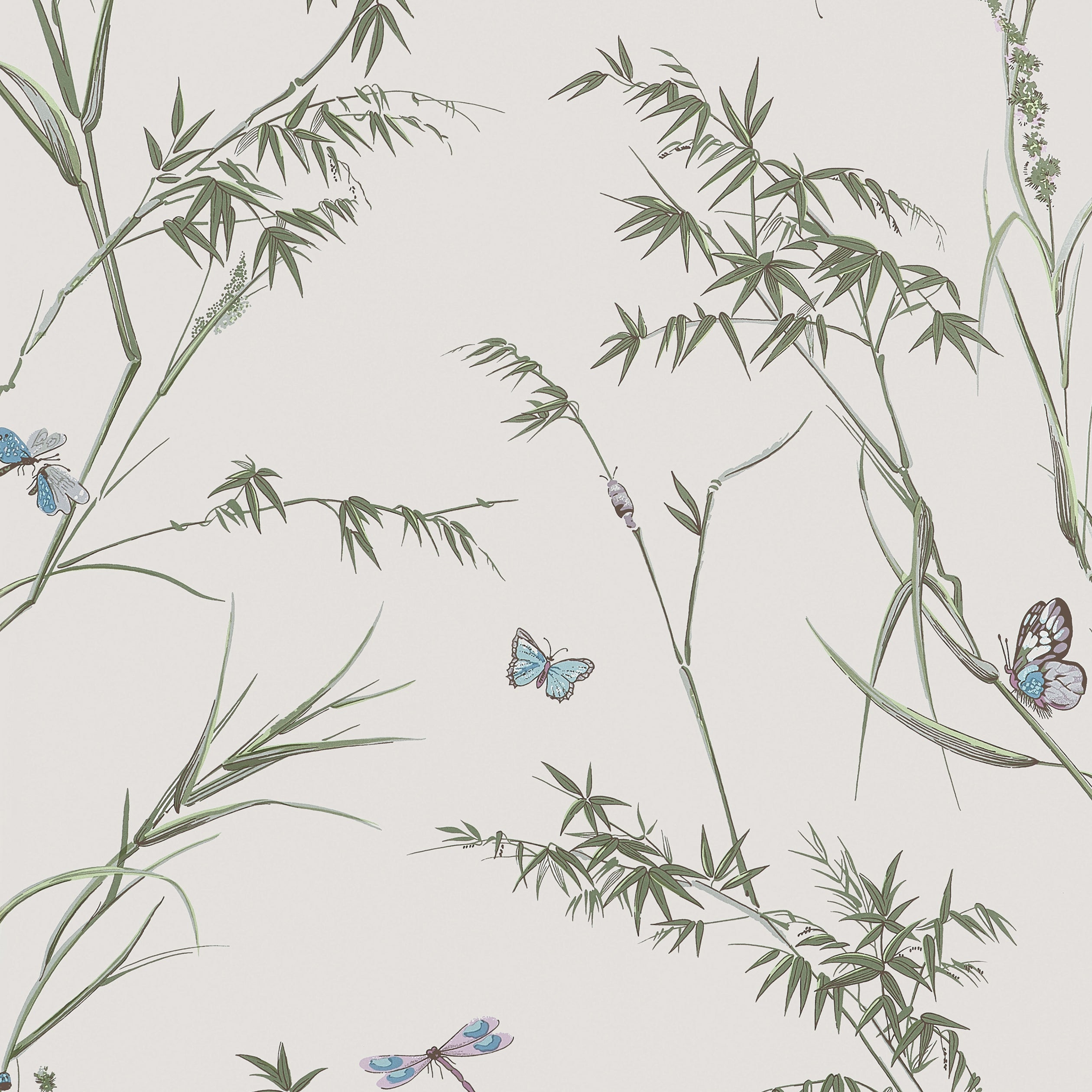 Thibaut Virginia Wallpaper - Beige and Sage