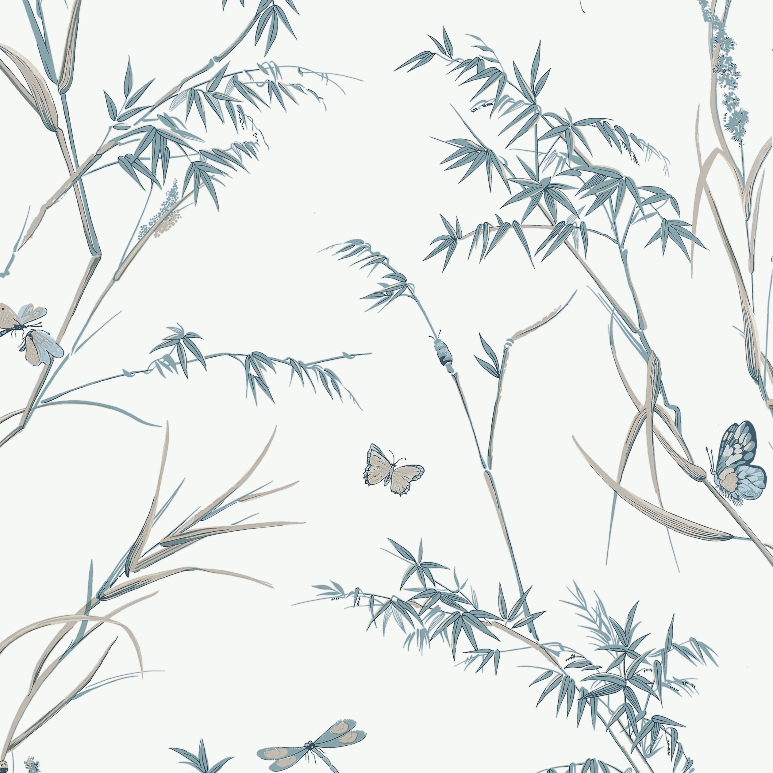 Thibaut Virginia Wallpaper - Cream and Aqua