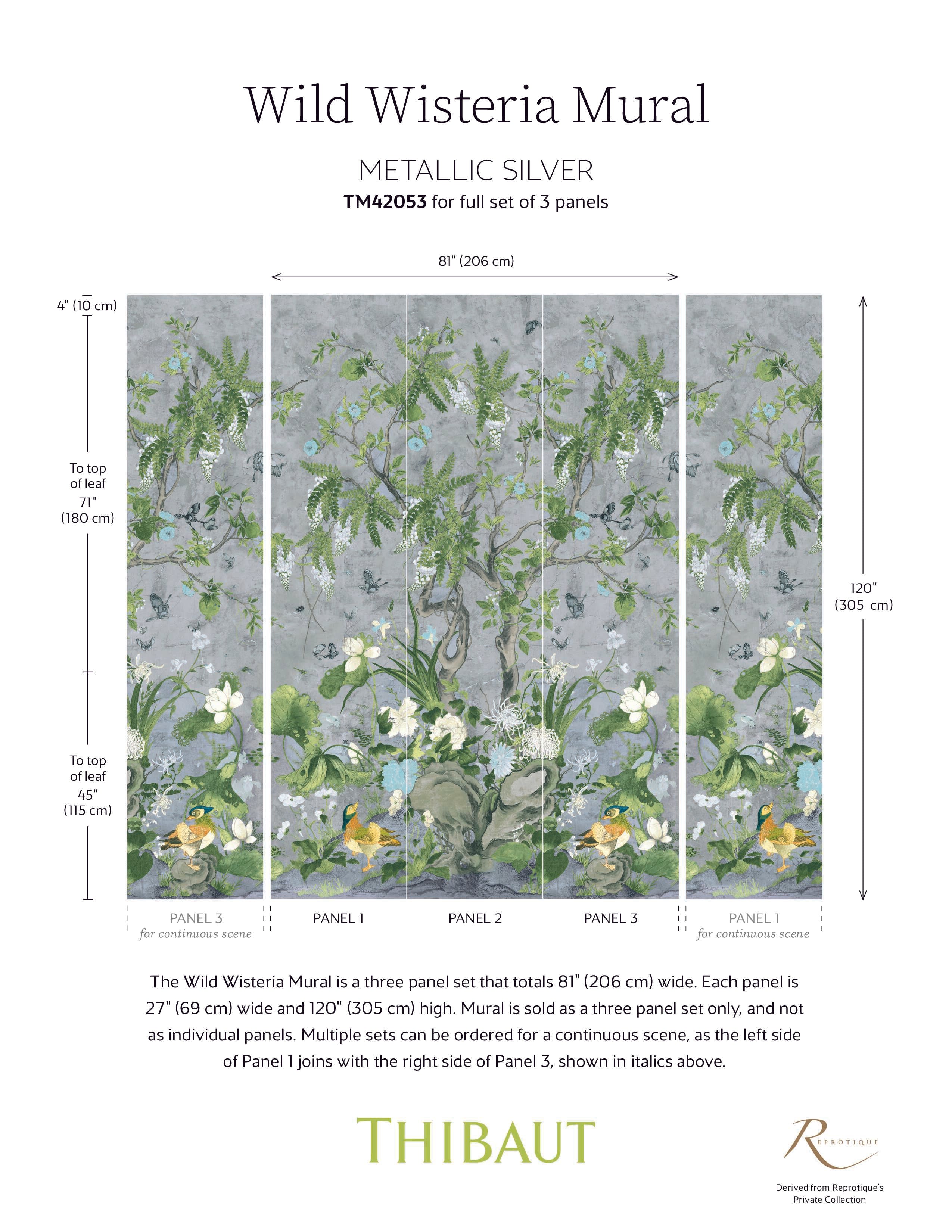 Wild Wisteria Wallpaper Mural - Ochre