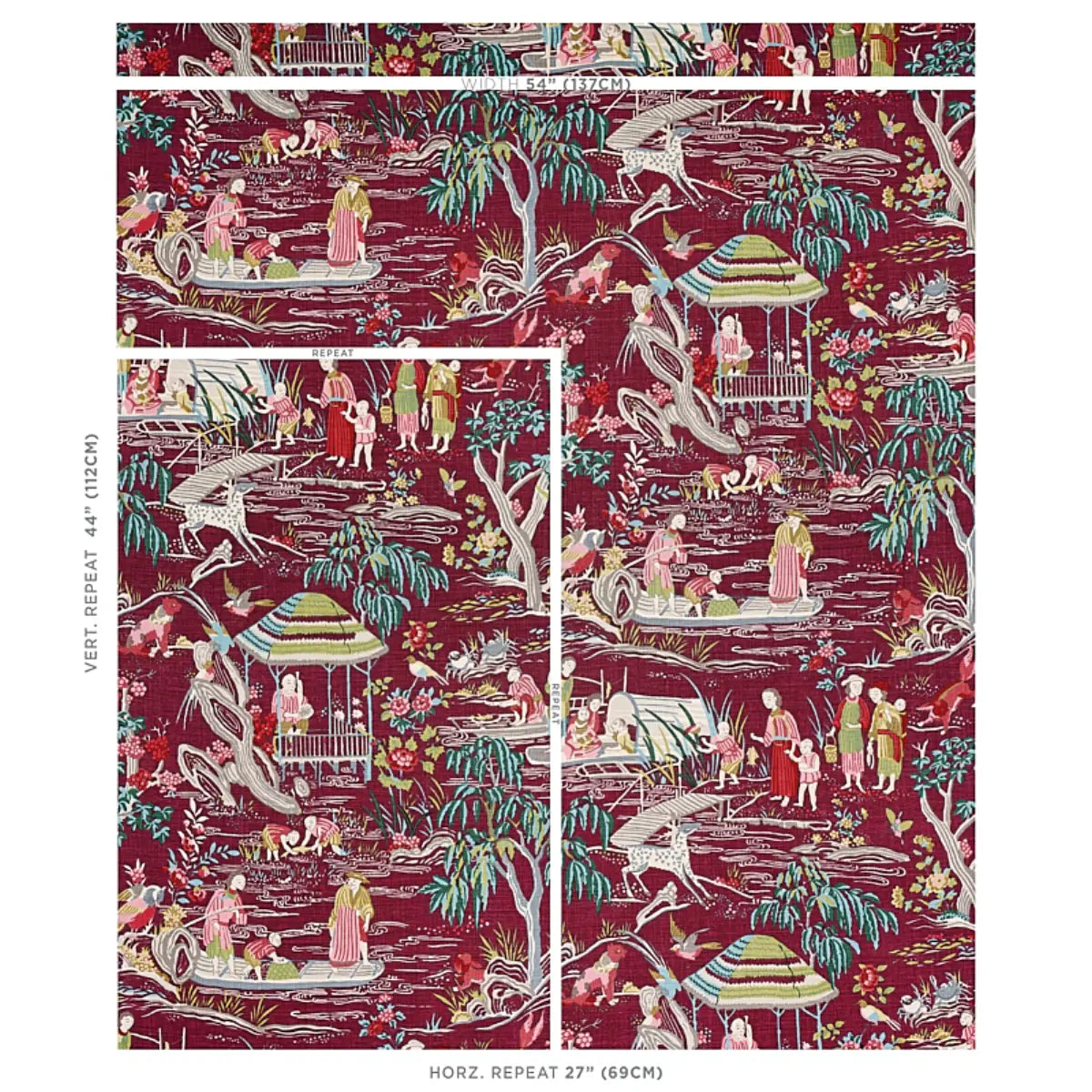 Schumacher Yangtze River Fabric - Aubergine