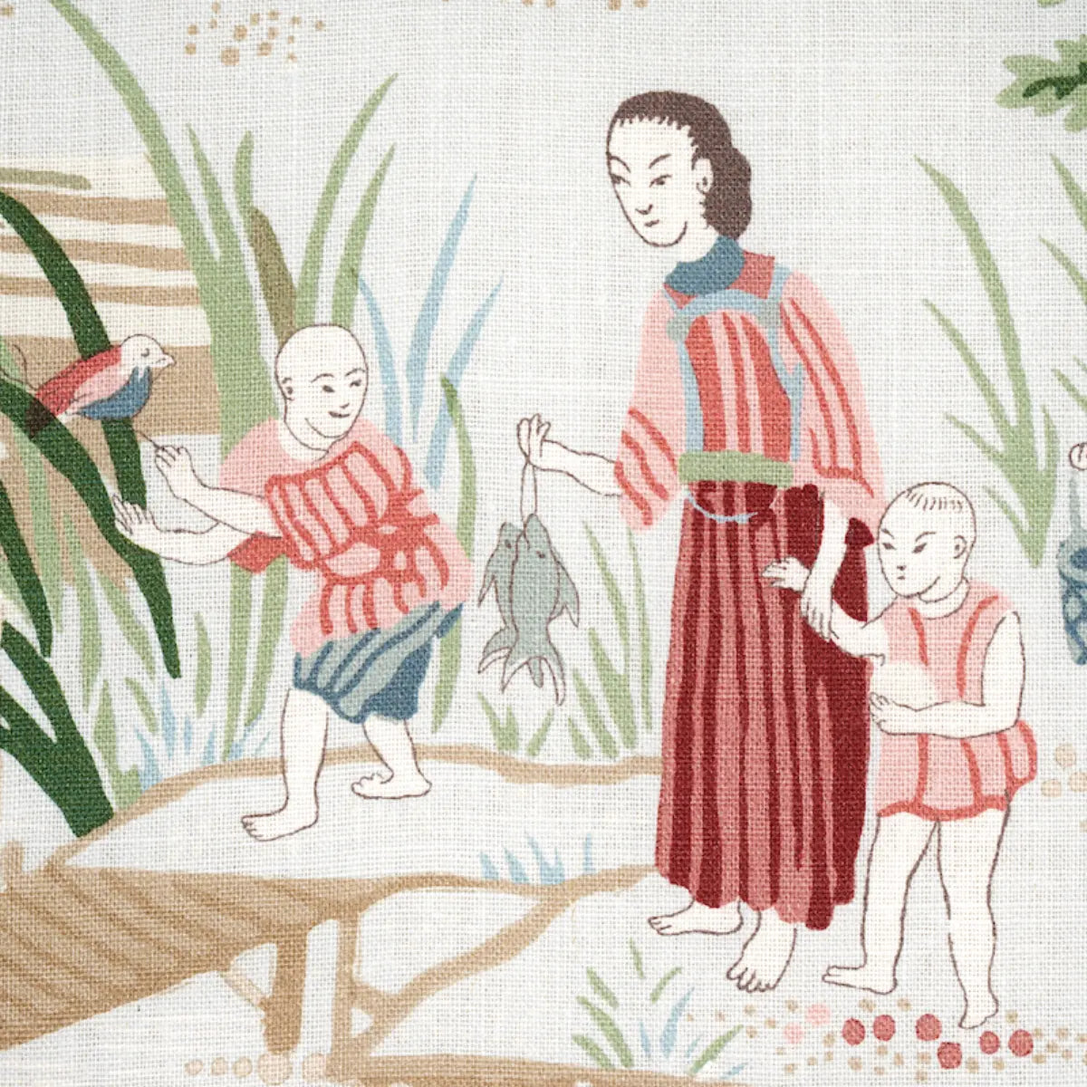 Schumacher Yangtze River Fabric - Aqua