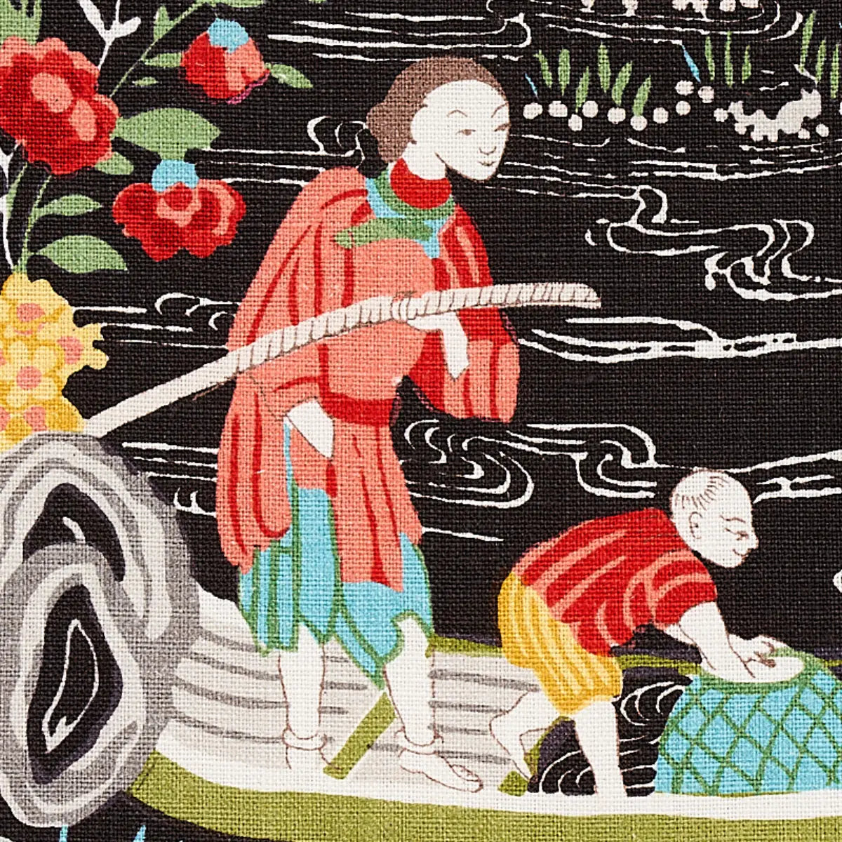 Schumacher Yangtze River Fabric - Onyx