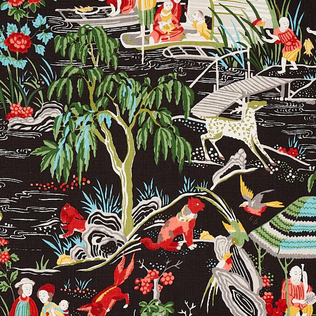 Schumacher Yangtze River Fabric - Onyx