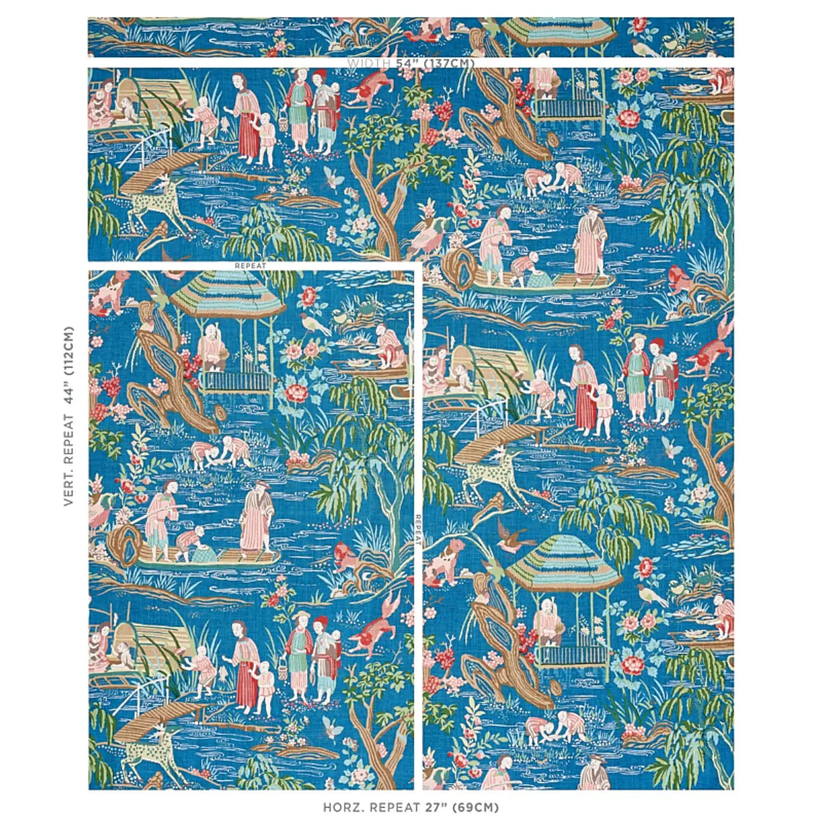 Schumacher Yangtze River Fabric - Peacock