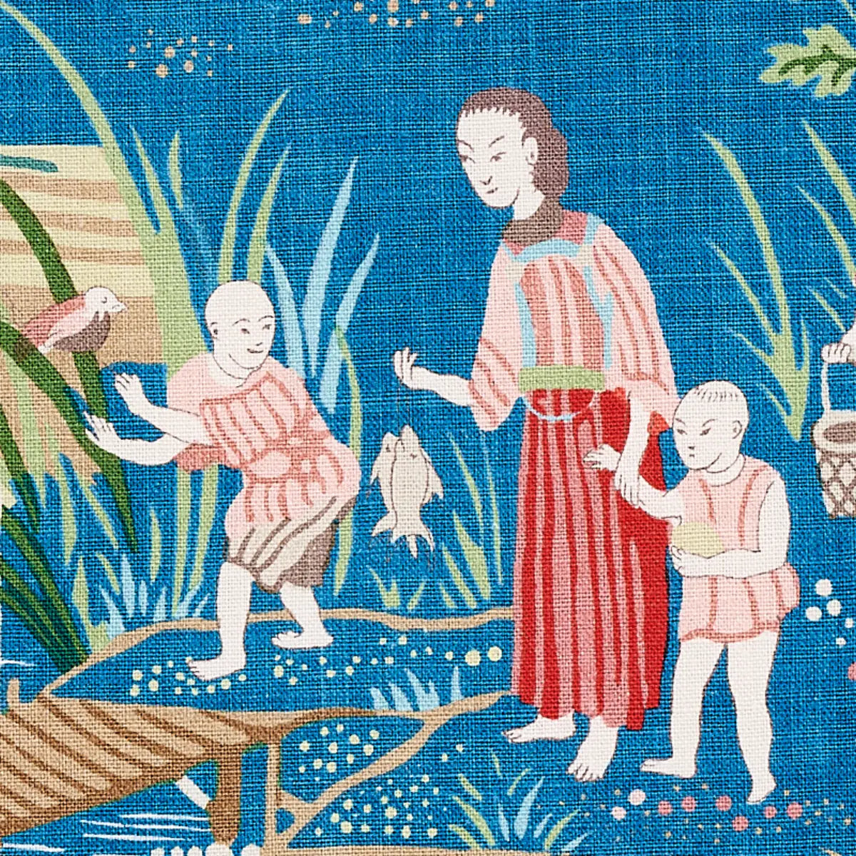 Schumacher Yangtze River Fabric - Peacock