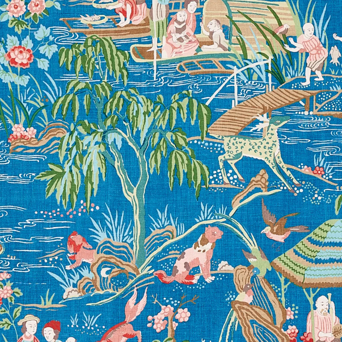 Schumacher Yangtze River Fabric - Peacock