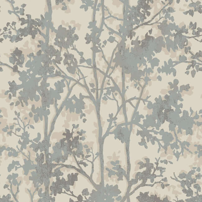 York Shimmering Foliage Wallpaper - Cream/Silver