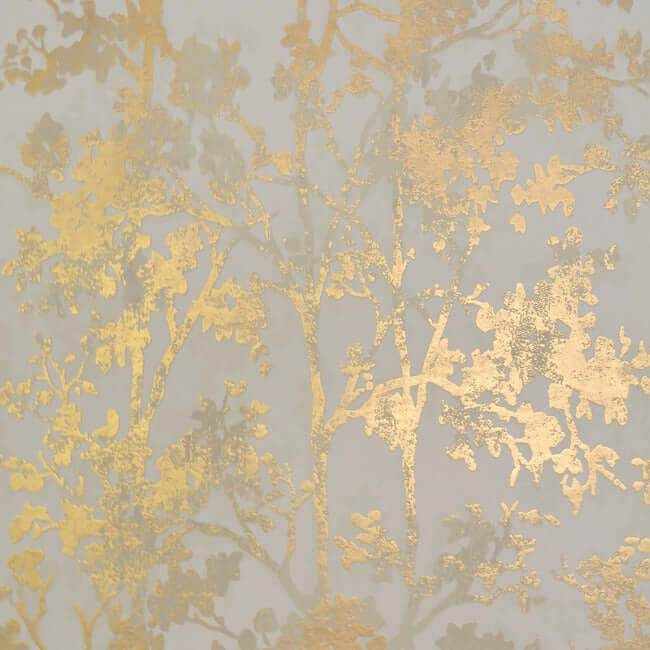 York Shimmering Foliage Wallpaper - Almond/Gold