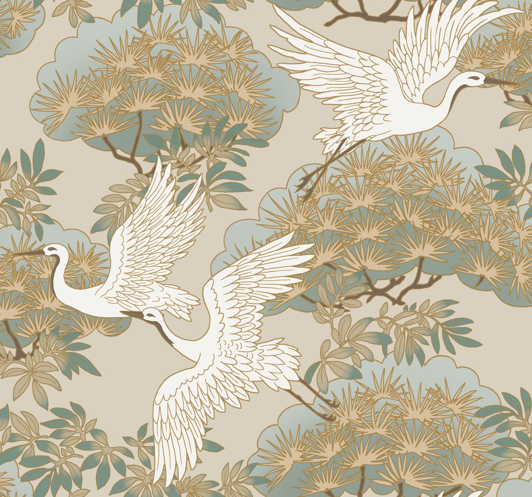York Spring & Heron Wallpaper - Beige