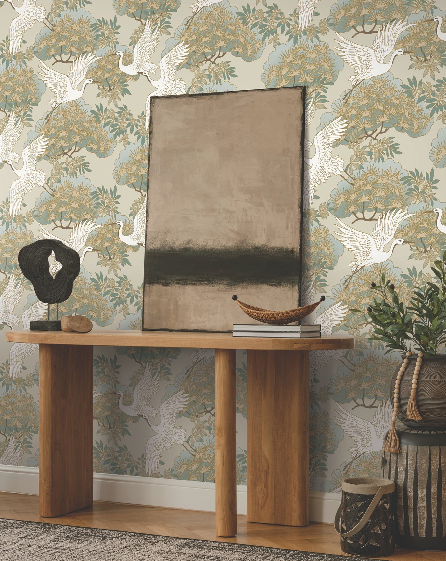 York Spring & Heron Wallpaper - Beige