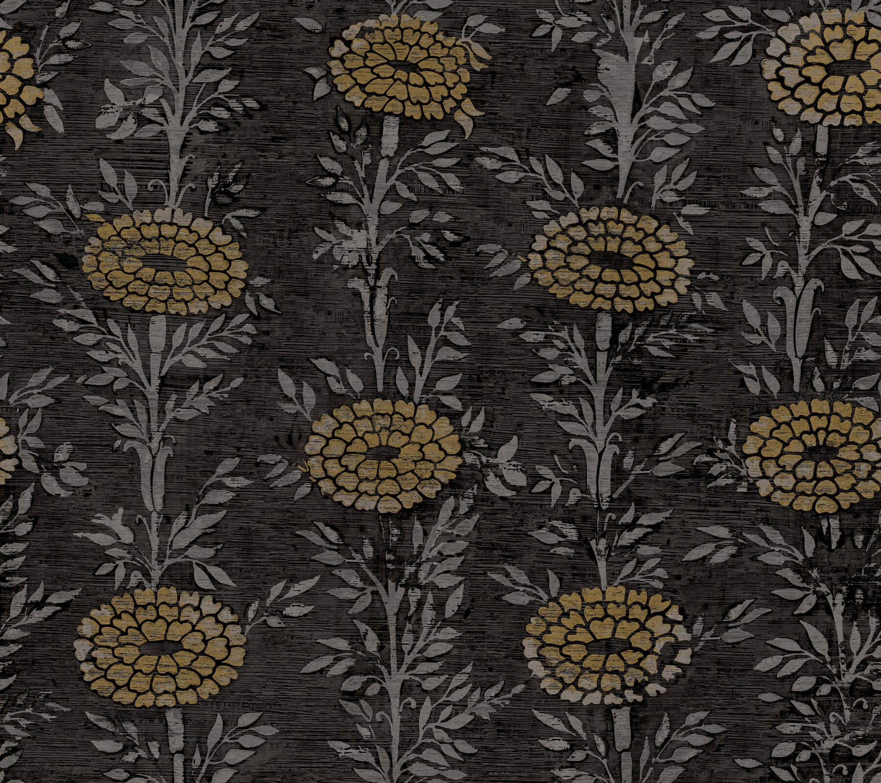 York French Marigold Wallpaper - Black & Gold