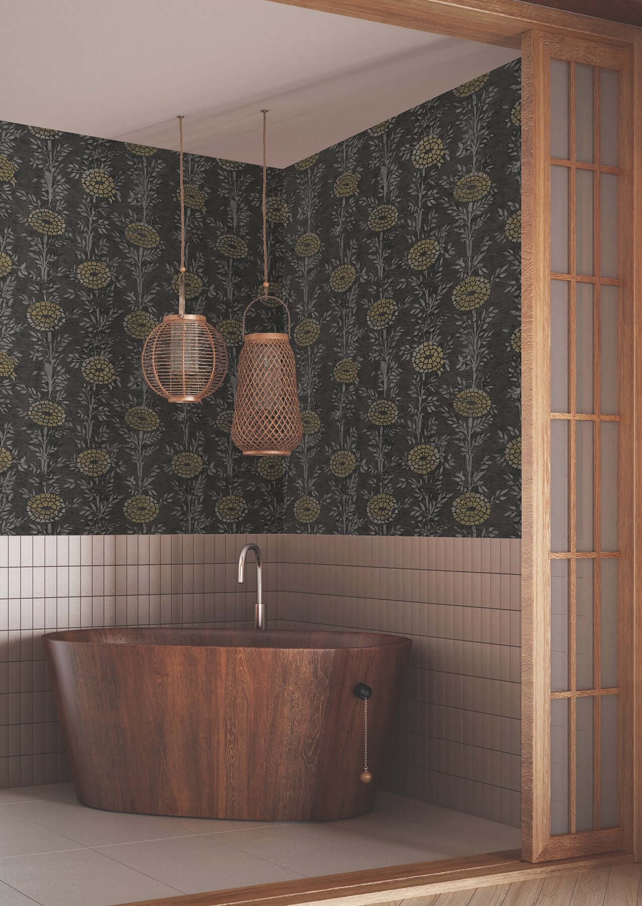 York French Marigold Wallpaper - Black & Gold