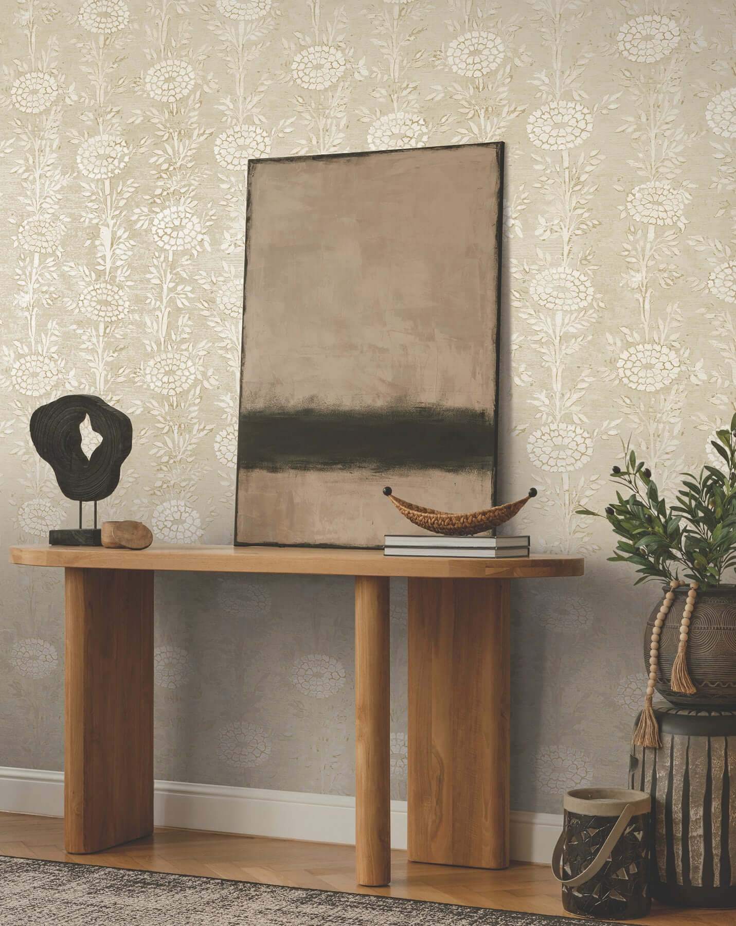York French Marigold Wallpaper - Taupe & Gold