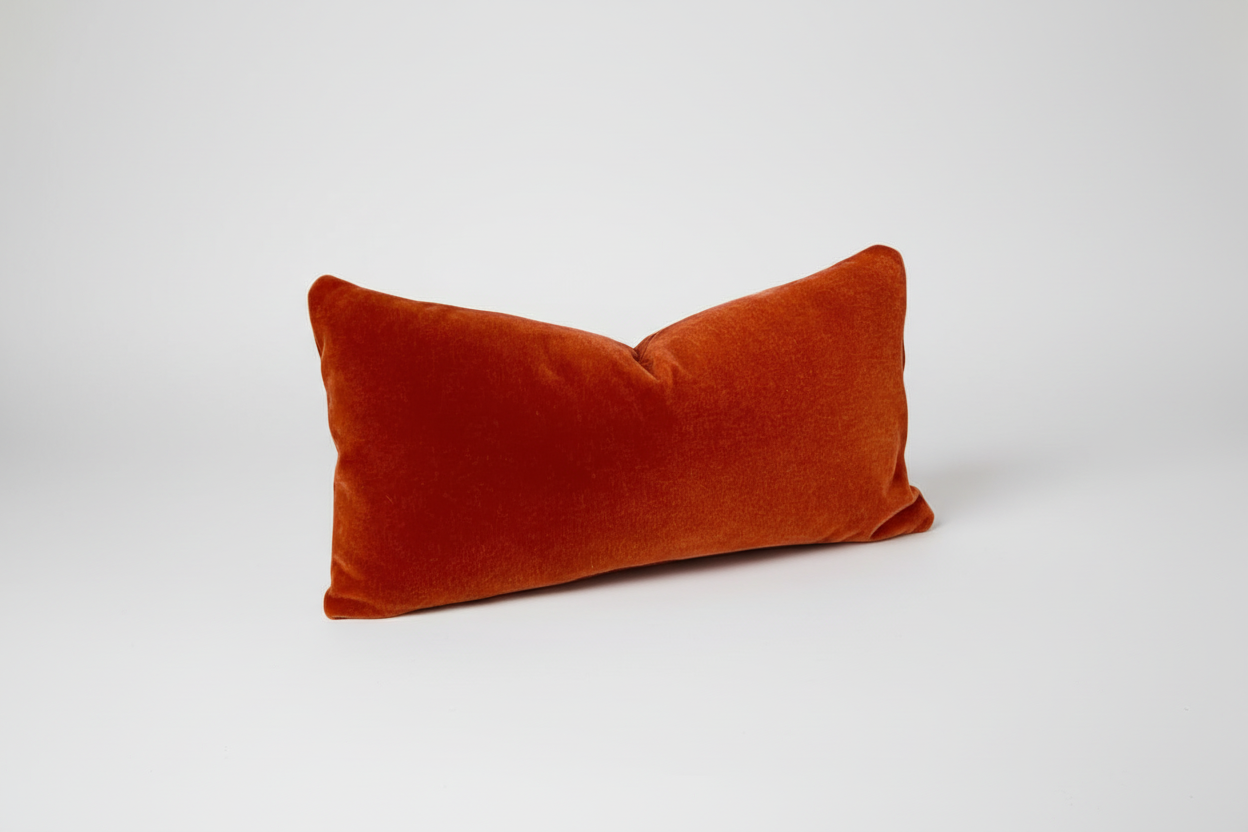 Mohair Pillow Cover in Orange Rust