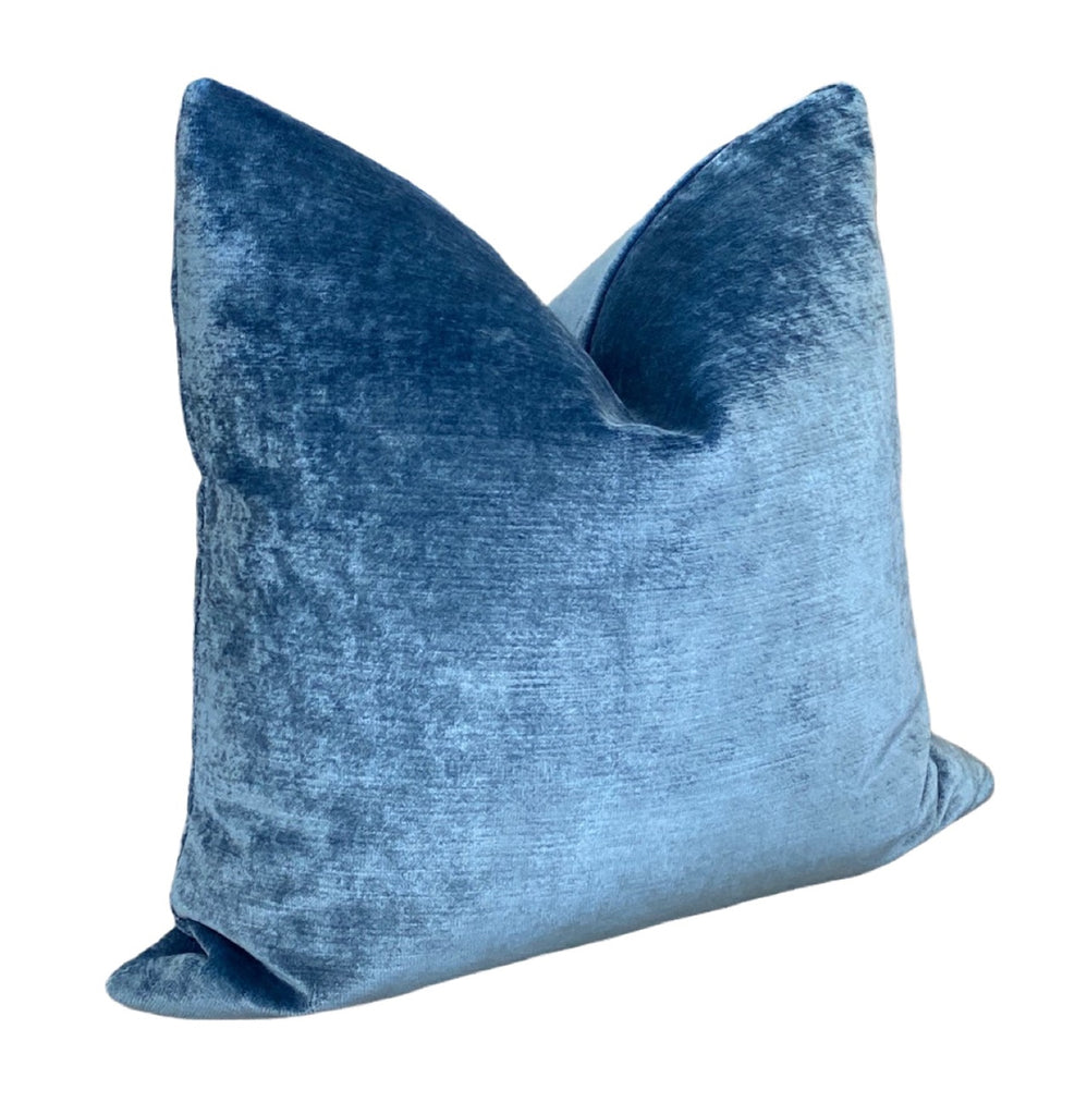 Ocean Blue Velour Velvet Pillow
