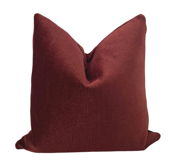 Scalamandre 20" Burgundy Mohair Pillow Cover