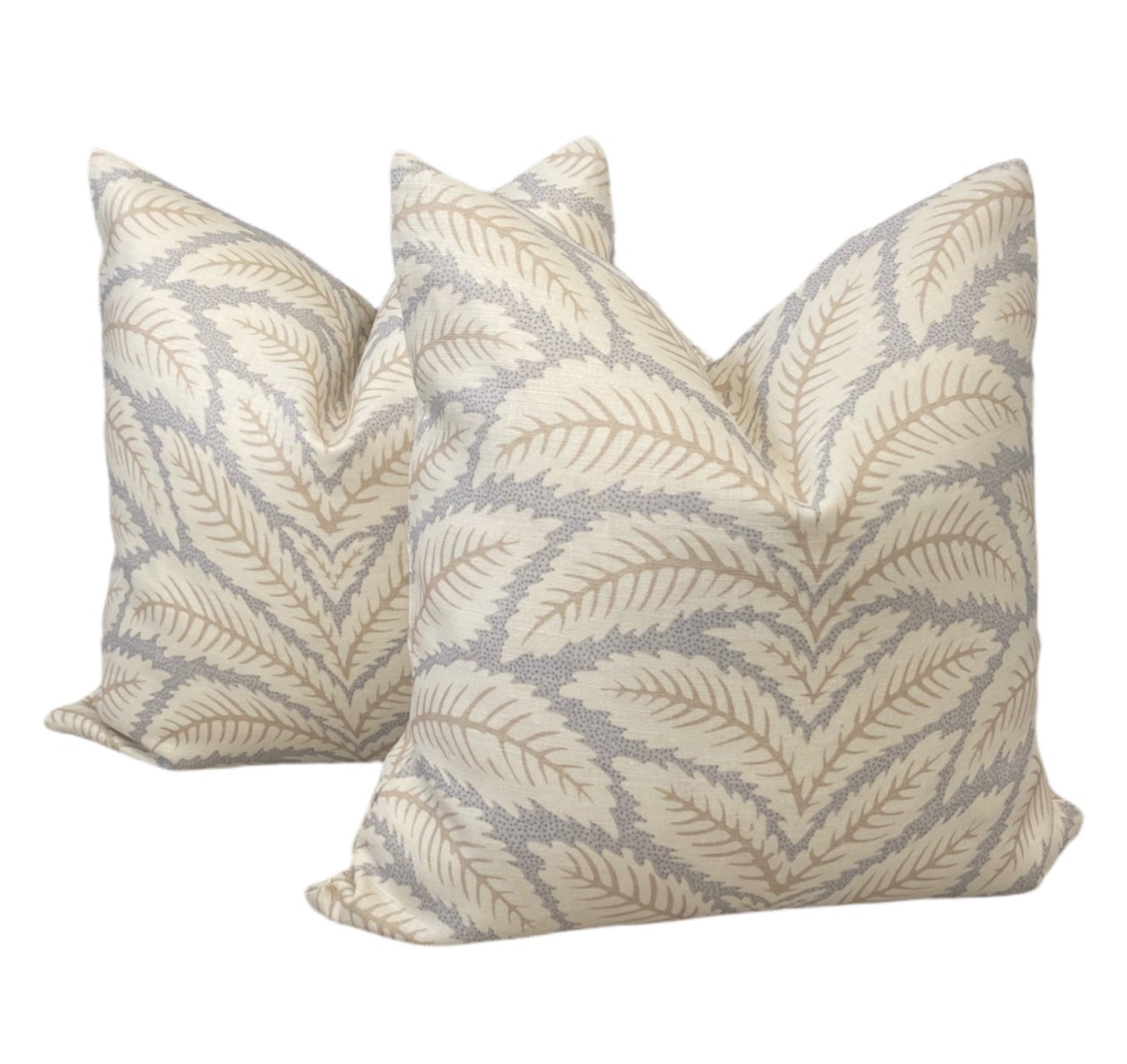 Botanical Leaf Pillow Cover - Tan And Grey