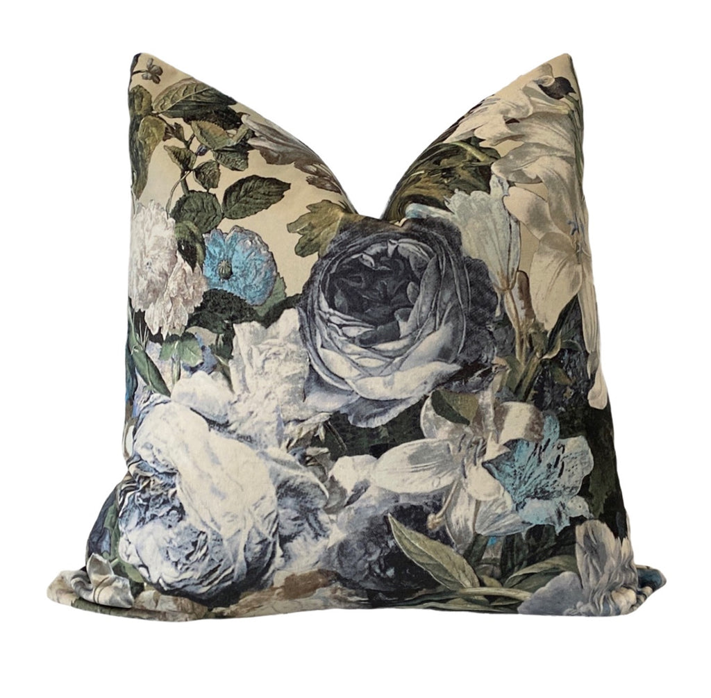 European Velvet Floral Pillow