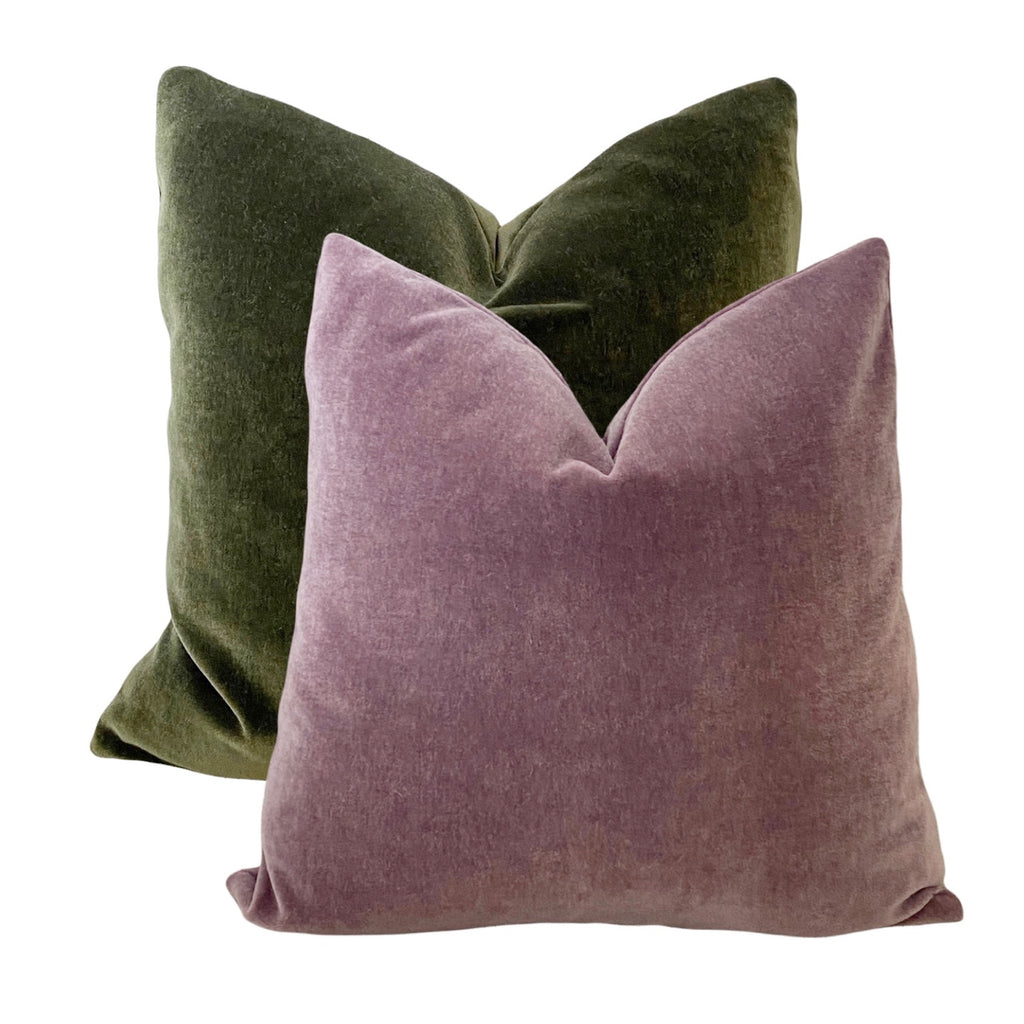 Black Forest Green & Amethyst Mohair Pillows