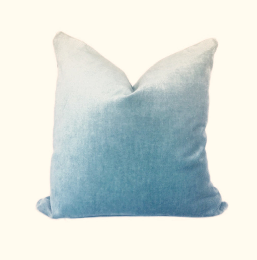 blue linen velvet pillow cover