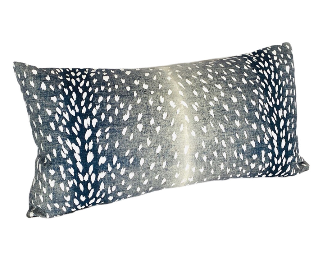 Navy Antelope Print Lumbar Pillow