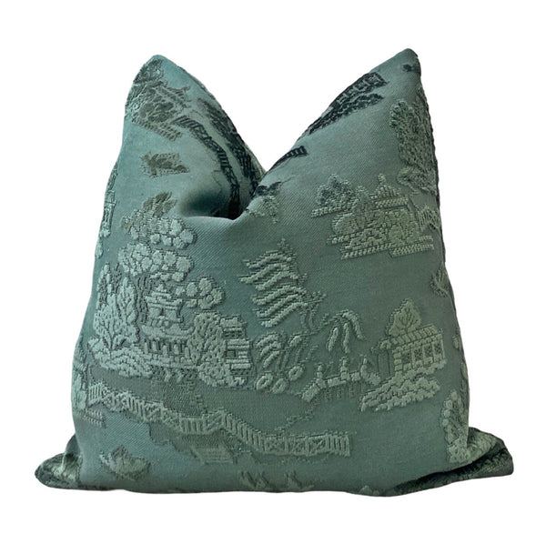 Dark Teal Pagoda Pillow